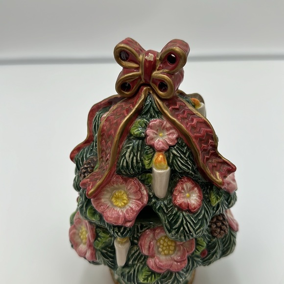 Vintage Fitz and Floyd Christmas Florentine Sugar Bowl w/ Lid 1996 Retired - Picture 5 of 16